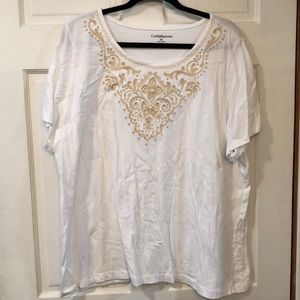 Croft&Barrow White Embroidery Tee